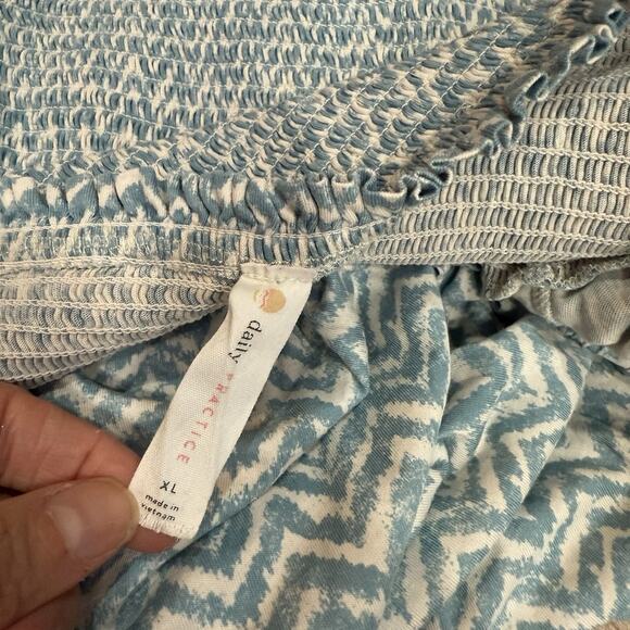 Daily Practice Anthropologie Blue Smocked Stretch Tiered Maxi Dress Size XL - Picture 7 of 10